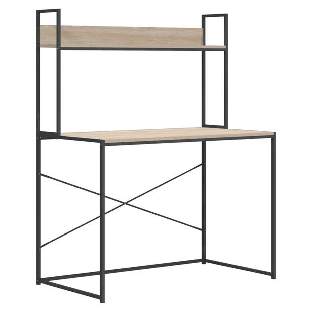 The Living Store Bureau Industriële Stijl - 110 x 60 x 138 cm - Zwart/Eiken