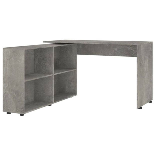 The Living Store Hoekbureau - Bureau met Boekenkast - 130x60x75 cm - Betongrijs