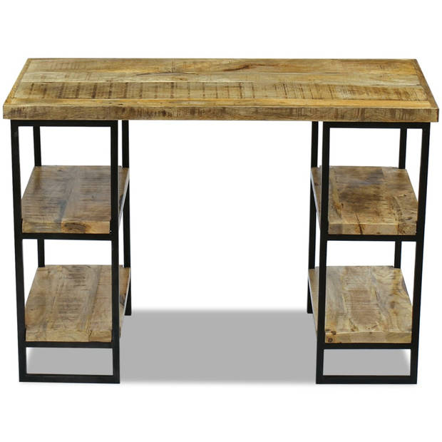 The Living Store Bureau Industriële Stijl - Houten - 110 x 50 x 76 cm - Mangohout en Staal