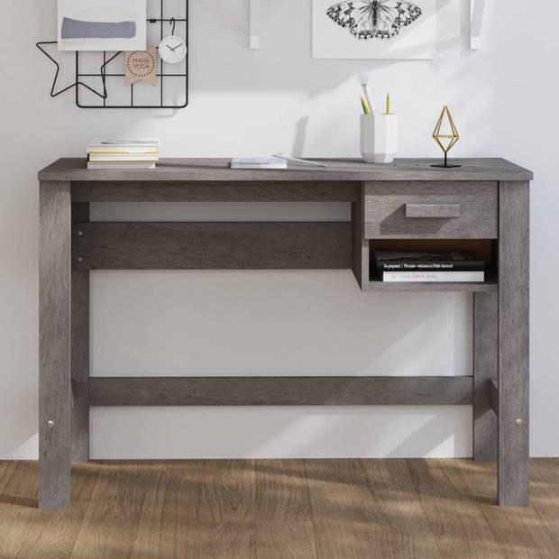 The Living Store HAMAR Bureau - Massief grenenhout - 110 x 40 x 75 cm - lichtgrijs