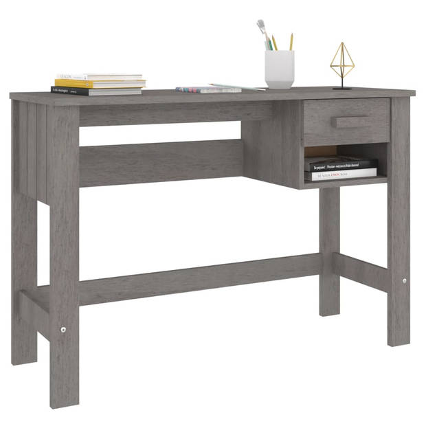 The Living Store HAMAR Bureau - Massief grenenhout - 110 x 40 x 75 cm - lichtgrijs