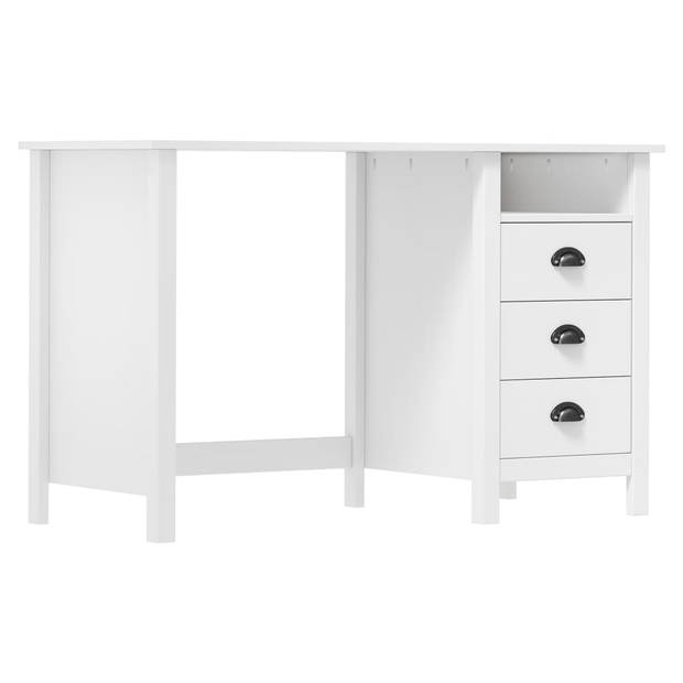 The Living Store Hill Computertafel - 120 x 50 x 74 cm - Massief Grenenhout - 3 Lades - 1 Schap