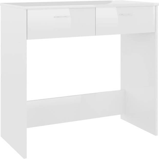 The Living Store Bureau - bewerkt hout - 80 x 40 x 75 cm - hoogglans wit