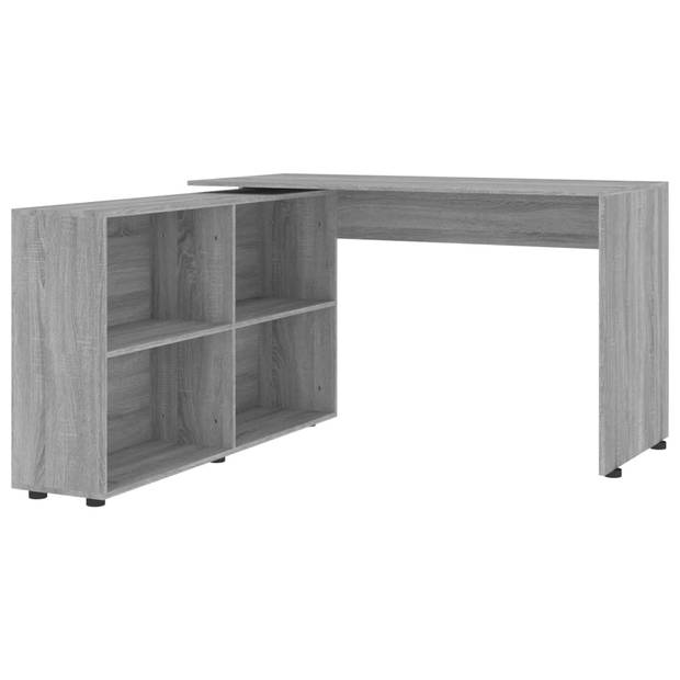 The Living Store Hoekbureau Bewerkt Hout - 130x60x75 cm - Grijs Sonoma Eiken