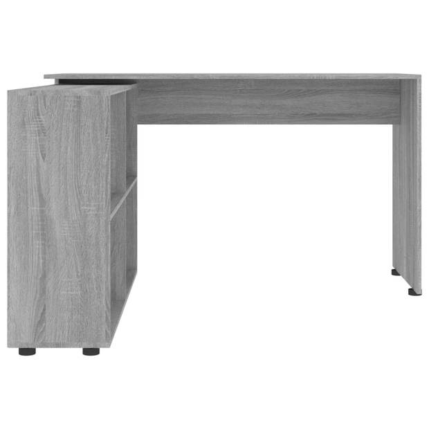 The Living Store Hoekbureau Bewerkt Hout - 130x60x75 cm - Grijs Sonoma Eiken