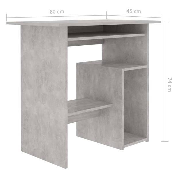 The Living Store Bureau - Betongrijs - 80 x 45 x 74 cm - Hoogwaardig spaanplaat