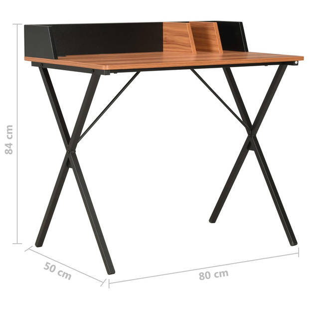 The Living Store Strakke Bureau - X - Bureau - 80 x 50 x 84 cm - Zwart/Bruin