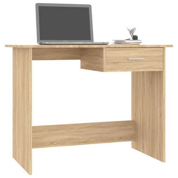 The Living Store Bureau Sonoma Eiken - Schrijftafel met Lade - 100x50x76 cm