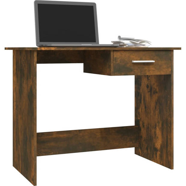 The Living Store Bureau Gerookt Eiken - 100 x 50 x 76 cm - opbergruimte - multifunctioneel