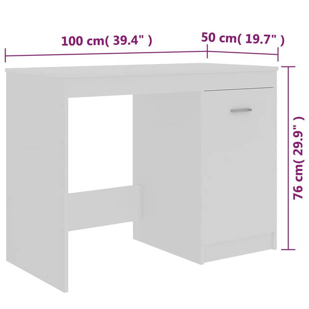 The Living Store Bureau - Strak en modern - Hout - 100 x 50 x 76cm - Wit