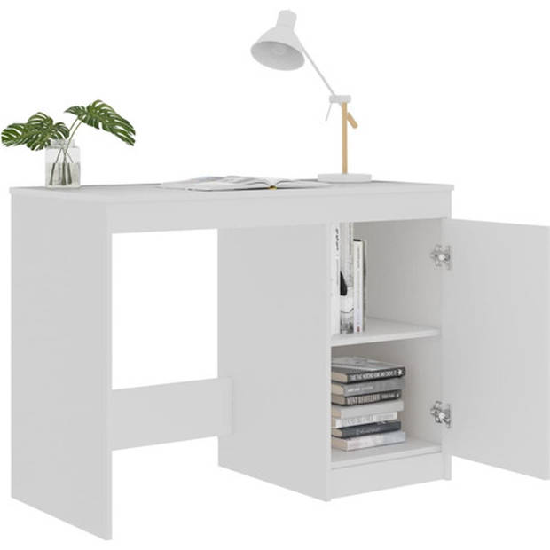 The Living Store Bureau - Strak en modern - Hout - 100 x 50 x 76cm - Wit