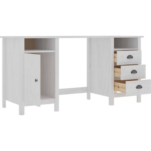 The Living Store Hill Bureau - Wit - 150 x 50 x 74 cm - Massief grenenhout