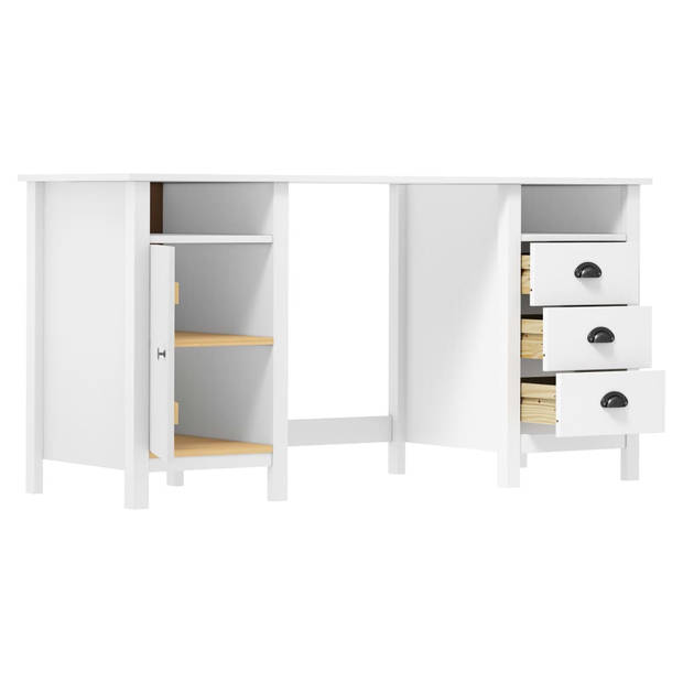 The Living Store Hill Bureau - Wit - 150 x 50 x 74 cm - Massief grenenhout