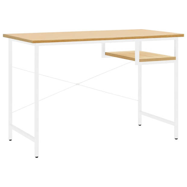 The Living Store Bureau Industrial - Wit/Lichteiken - 105 x 55 x 72 cm - MDF/metaal