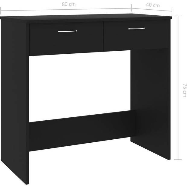 The Living Store Bureau - Spaanplaat - 80 x 40 x 75 cm - Zwart - Met 2 lades