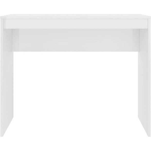 The Living Store Bureau Modern Hoogglans wit bewerkt hout 90x40x72cm schoon te maken met vochtige doek