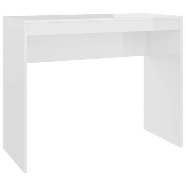 The Living Store Bureau Modern Hoogglans wit bewerkt hout 90x40x72cm schoon te maken met vochtige doek