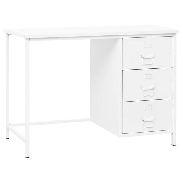 The Living Store Bureau - Industriële Staal - 105 x 52 x 75 cm - Wit