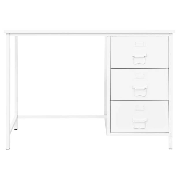 The Living Store Bureau - Industriële Staal - 105 x 52 x 75 cm - Wit