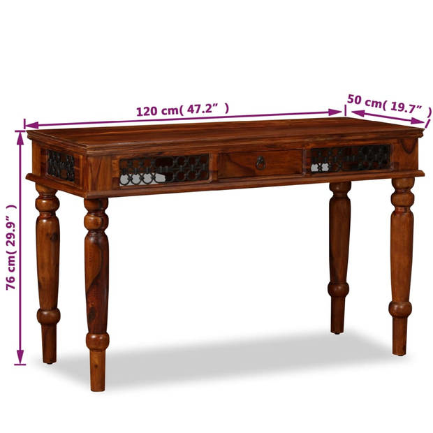 The Living Store Bureau Sheeshamhout - 120x50x76 cm - Met 1 lade