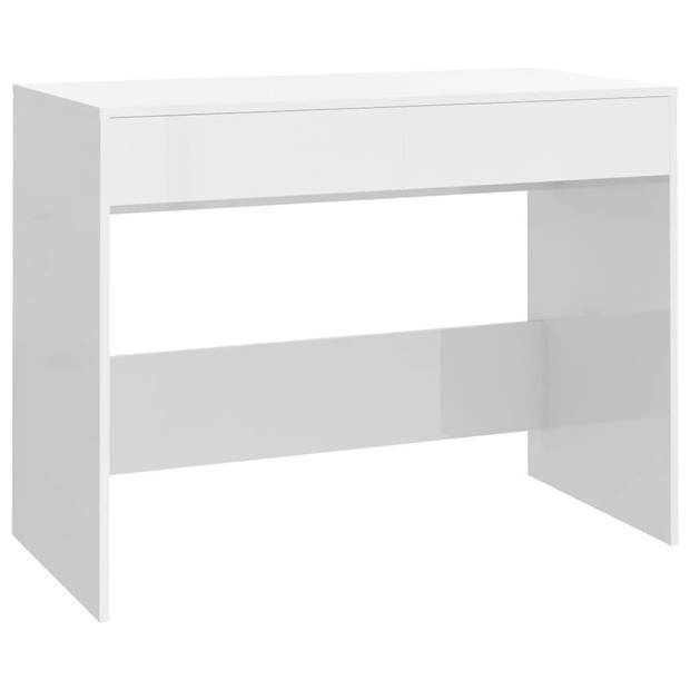 The Living Store Werktafel - Hoogglans wit - 101 x 50 x 76.5 cm - Inclusief 2 lades