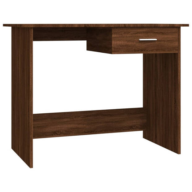 The Living Store Bureau Bruineiken - Schrijftafel met lade - 100 x 50 x 76 cm - Multifunctioneel