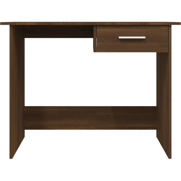 The Living Store Bureau Bruineiken - Schrijftafel met lade - 100 x 50 x 76 cm - Multifunctioneel