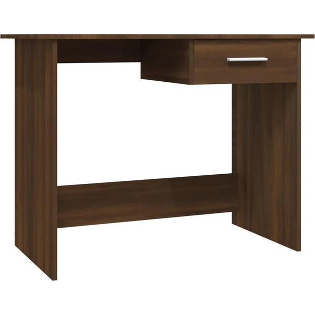 The Living Store Bureau Bruineiken - Schrijftafel met lade - 100 x 50 x 76 cm - Multifunctioneel