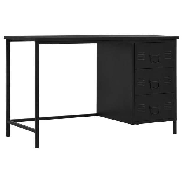 The Living Store Bureau Industrieel - Staal 120 x 55 x 75 cm - Met 3 lades