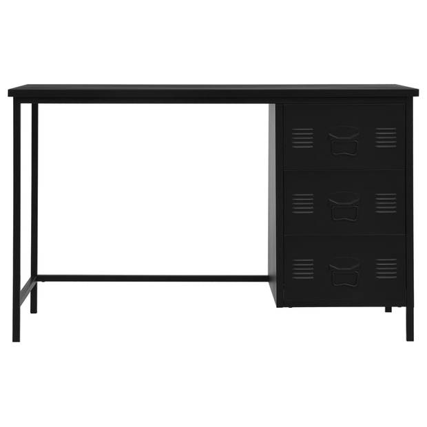 The Living Store Bureau Industrieel - Staal 120 x 55 x 75 cm - Met 3 lades