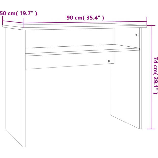 The Living Store Computerbureau - Sonoma Eiken - 90 x 50 x 74 cm - Met Opbergschap