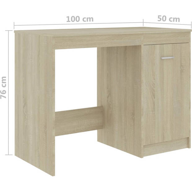 The Living Store Bureau Bureau - 100 x 50 x 76 cm - Sonoma Eiken