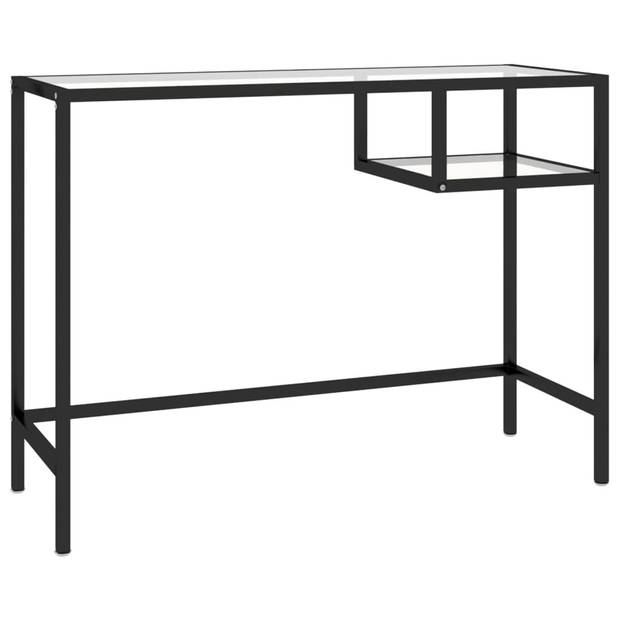 The Living Store Bureau Glas en Staal - 100 x 36 x 74 cm - Transparant - 5 mm dik glas