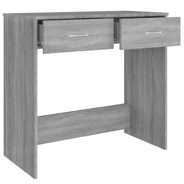 The Living Store Bureau Hout - Grijs Sonoma Eiken - 80x40x75 cm - Met 2 lades