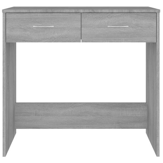 The Living Store Bureau Hout - Grijs Sonoma Eiken - 80x40x75 cm - Met 2 lades