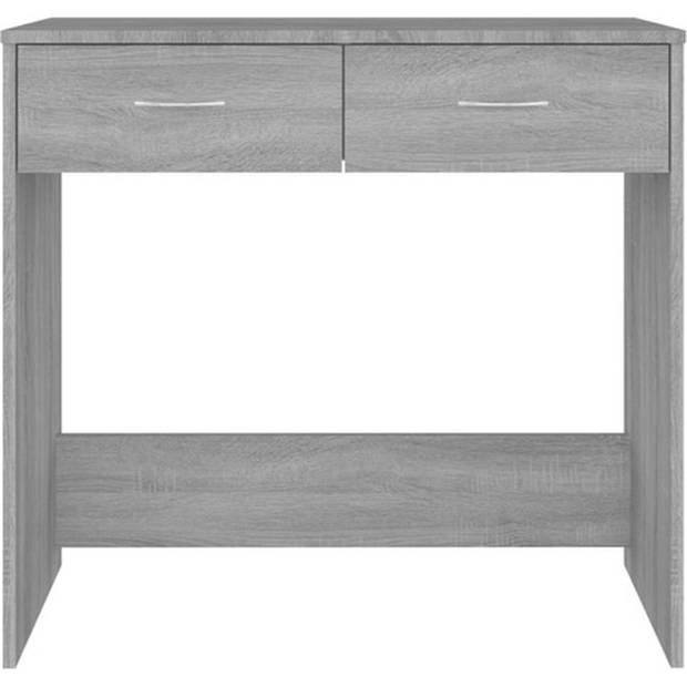 The Living Store Bureau Hout - Grijs Sonoma Eiken - 80x40x75 cm - Met 2 lades