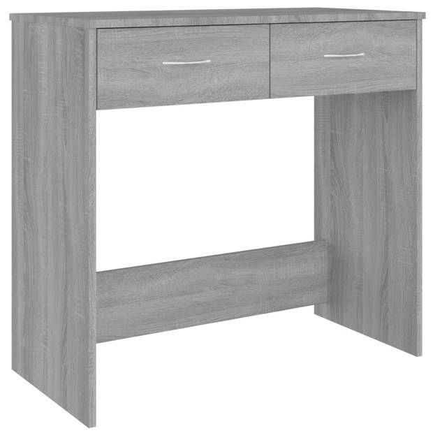 The Living Store Bureau Hout - Grijs Sonoma Eiken - 80x40x75 cm - Met 2 lades