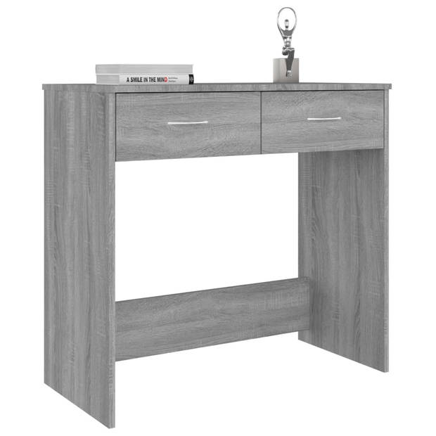 The Living Store Bureau Hout - Grijs Sonoma Eiken - 80x40x75 cm - Met 2 lades