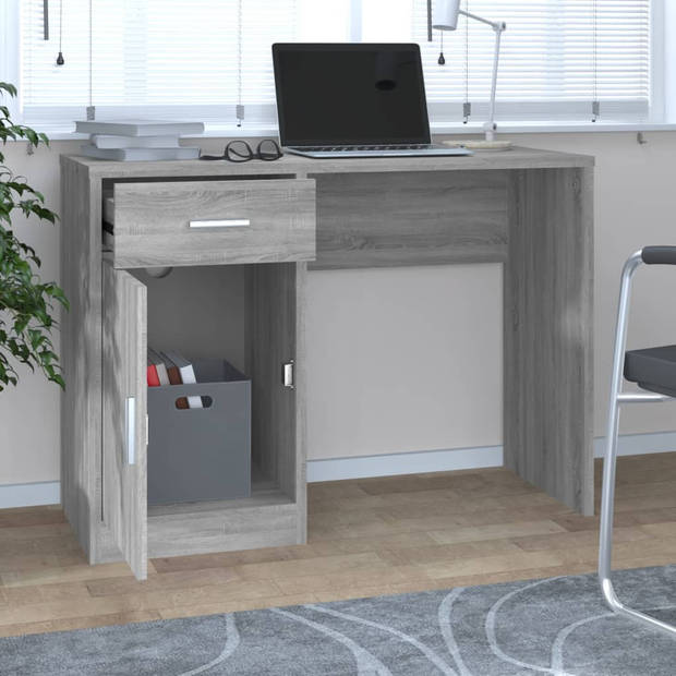 The Living Store Bureau - Grijs Sonoma Eiken - 100 x 40 x 73 cm - Duurzaam Hout