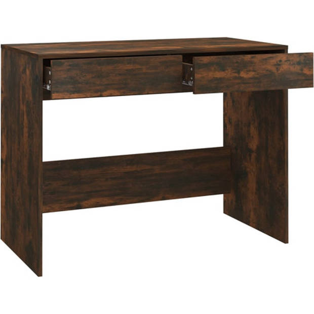 The Living Store Werktafel - Gerookt eiken - 101 x 50 x 76.5 cm - Stabiele constructie