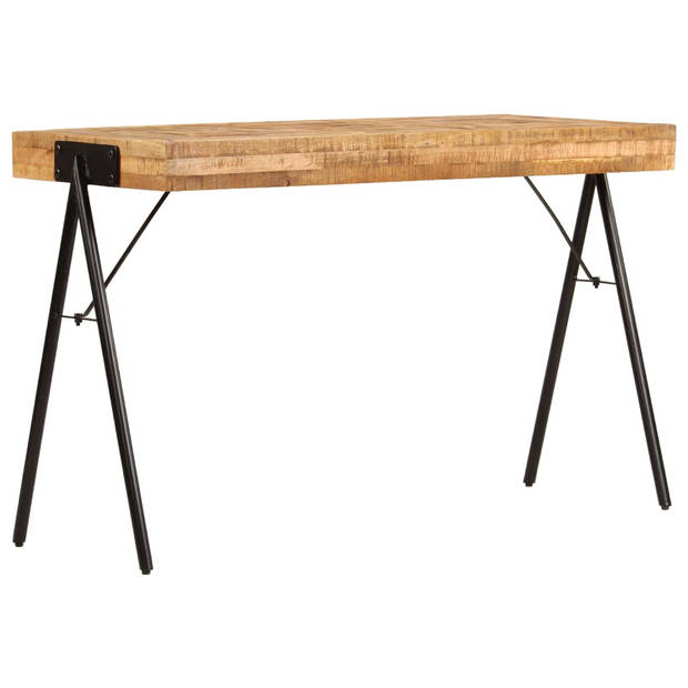 The Living Store Schrijftafel Hout - 118 x 50 x 75 cm - Massief mangohout en stalen poten