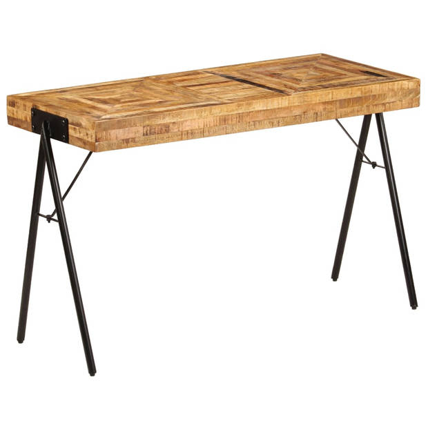 The Living Store Schrijftafel Hout - 118 x 50 x 75 cm - Massief mangohout en stalen poten