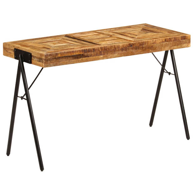 The Living Store Schrijftafel Hout - 118 x 50 x 75 cm - Massief mangohout en stalen poten