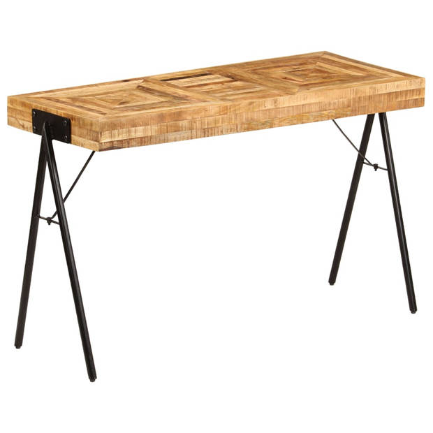 The Living Store Schrijftafel Hout - 118 x 50 x 75 cm - Massief mangohout en stalen poten