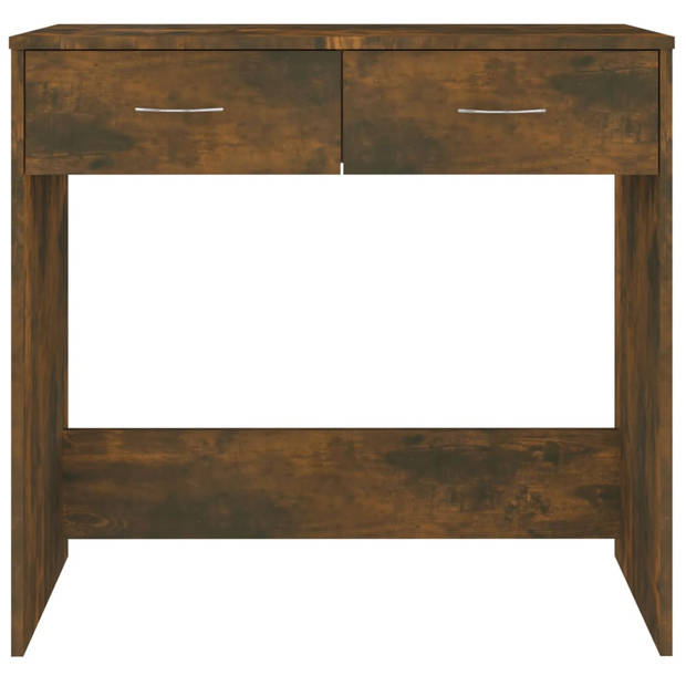 The Living Store Bureau Gerookt Eiken - Schrijftafel 80 x 40 x 75 cm - Met 2 lades