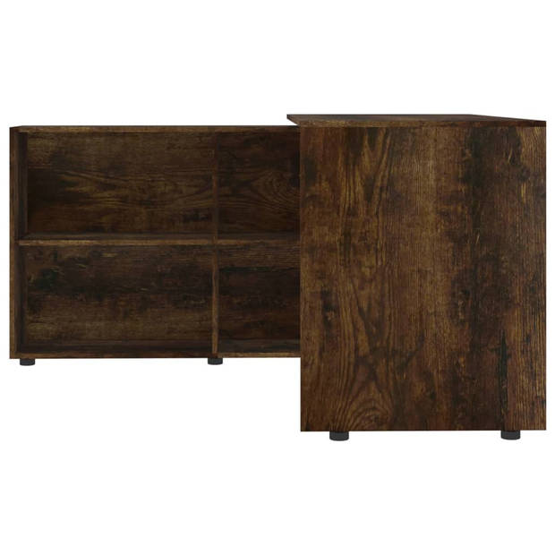 The Living Store Hoekbureau - Modern - Bureau met Boekenkast - 130 x 60 x 75 cm - Gerookt Eiken