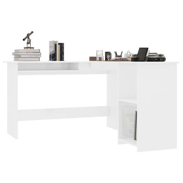 The Living Store L-vormig Hoekbureau - 120 x 140 x 75 cm - Hoogglans wit