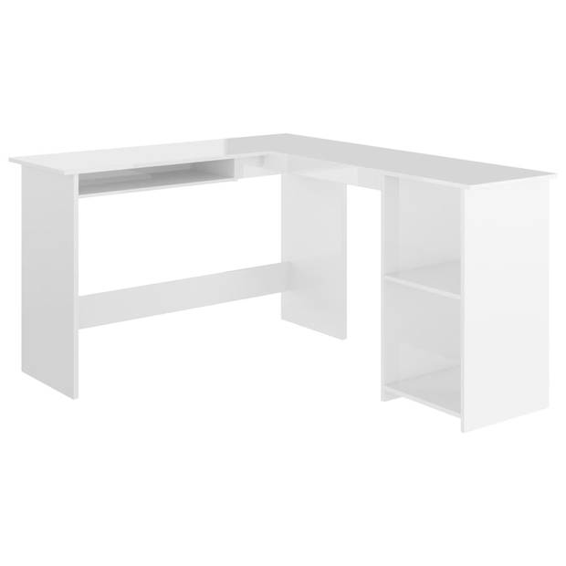 The Living Store L-vormig Hoekbureau - 120 x 140 x 75 cm - Hoogglans wit