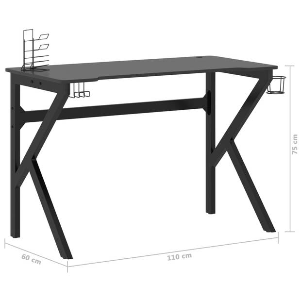 The Living Store Gaming Desk - Zwart - 110x60x75 cm - Ergonomisch design