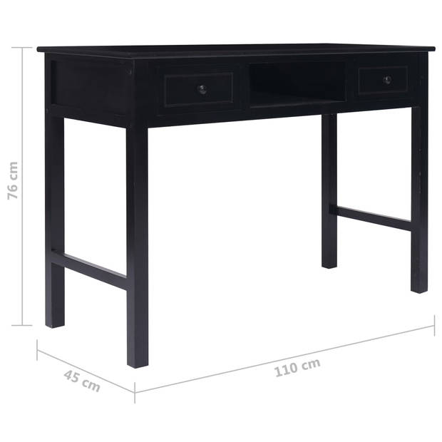 The Living Store Klassiek Houten Bureau - 110 x 45 x 76 cm - Zwart